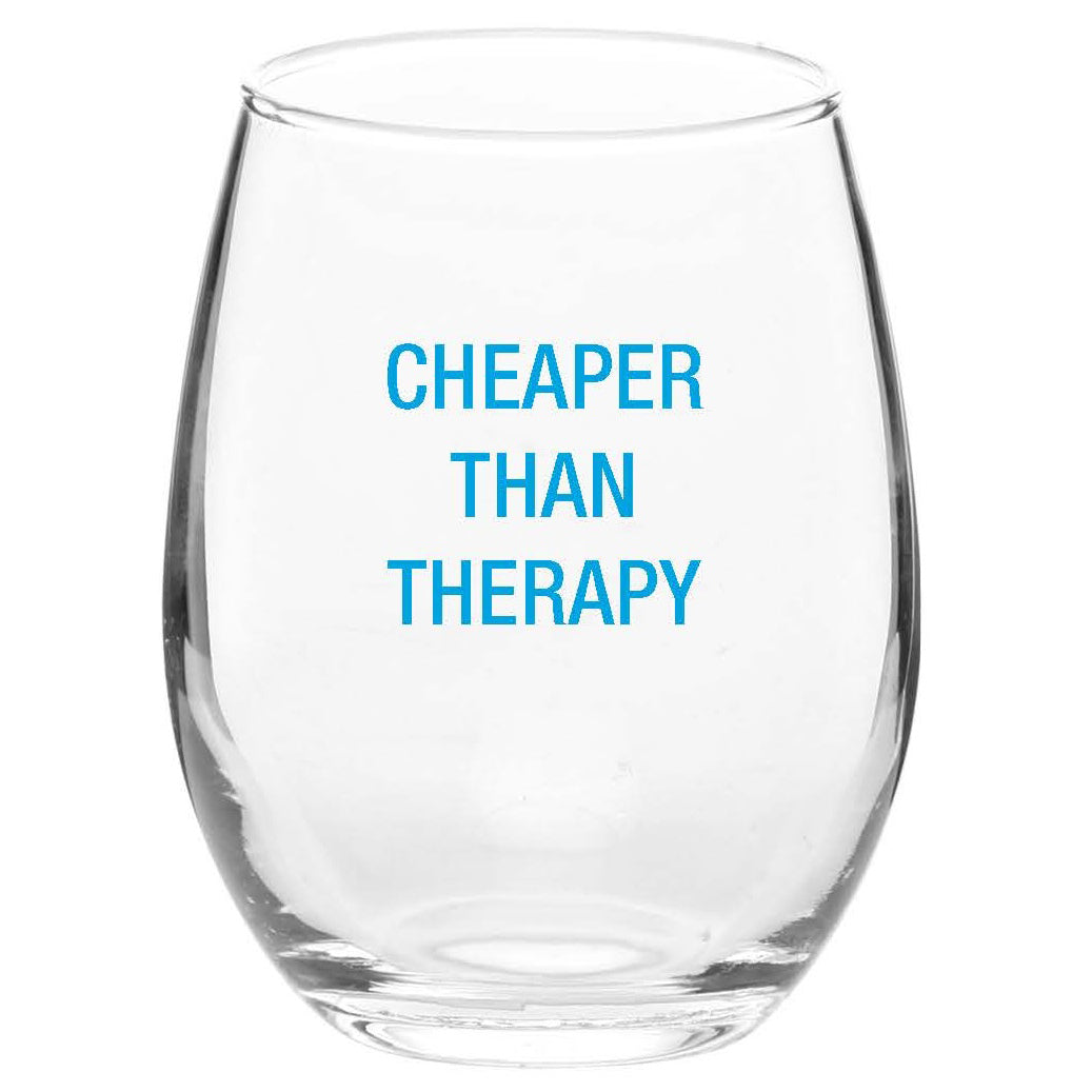 About Face Designs Drinkware & Mugs Cheaper Than Therapy Wine Glass