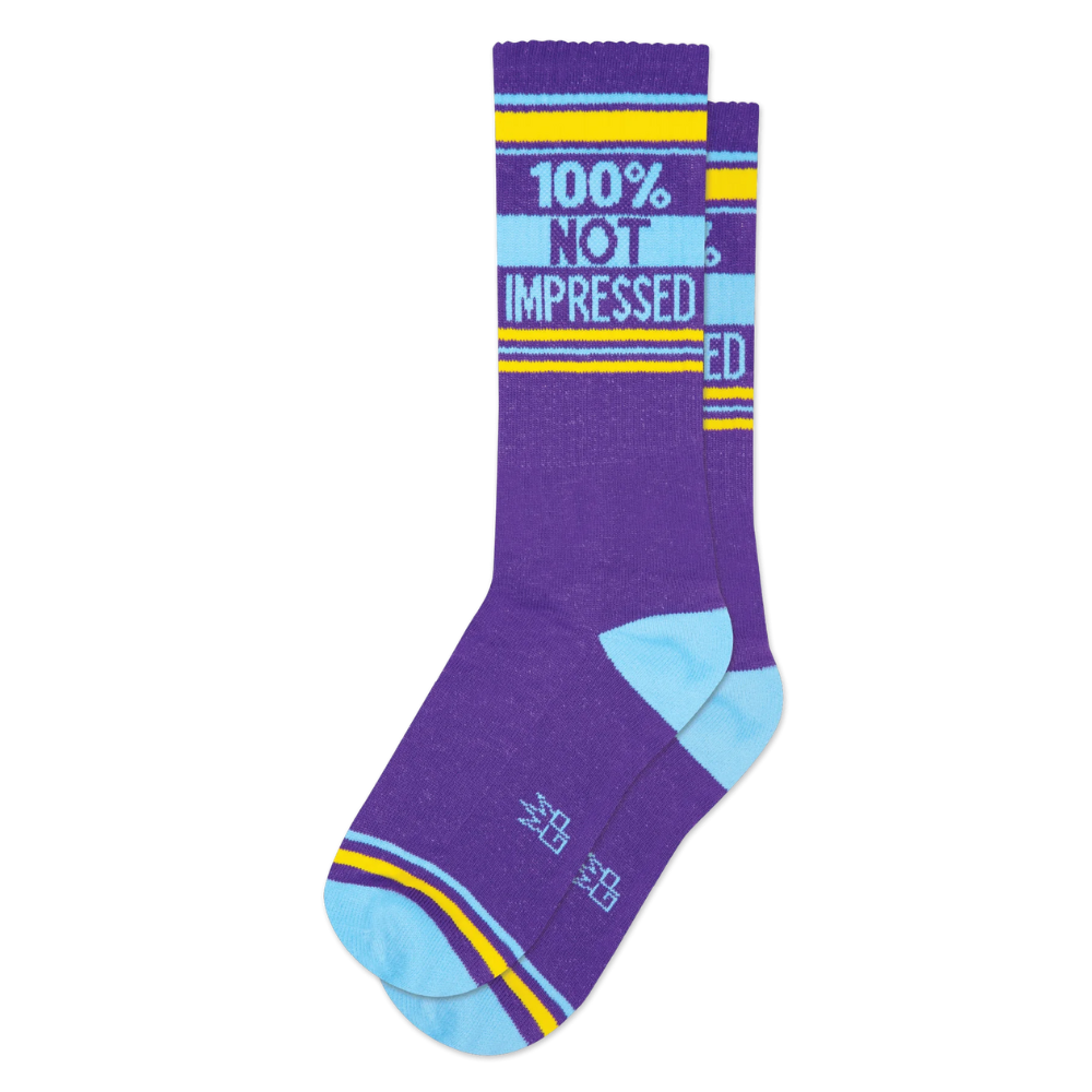 Blue Q Socks & Tees 100% Not Impressed Gym Crew Socks