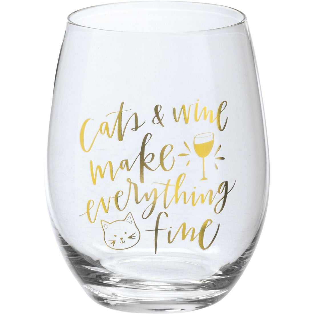 Cats & Wine Make Everything Fine Wine Glass – Off the Wagon Shop