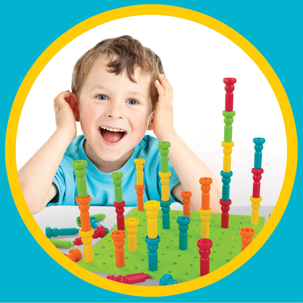 Playmonster (Patch) Toy Infant & Toddler Lauri Tall Stackers & Pegboard Set